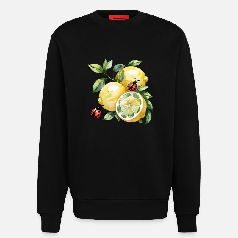 Cheerful Lemon Ladybug Pattern - Sweatshirt - made by SPREAD  - SOLID BLACK