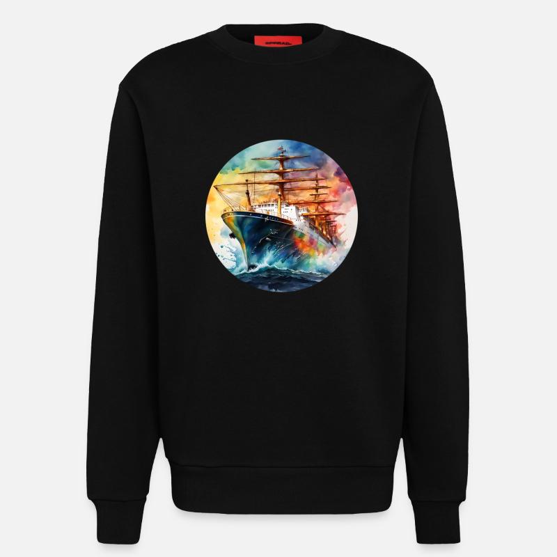 Ship Large Round Batch - Sweatshirt - made by SPREAD  - SOLID BLACK