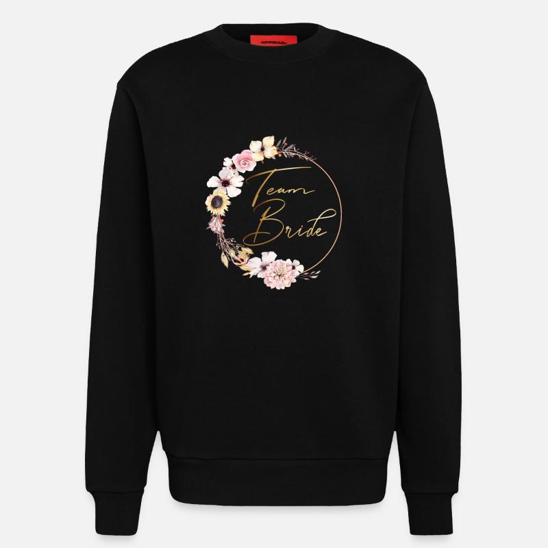 peachy_wreath_team_bride - Sweatshirt - made by SPREAD  - SOLID BLACK