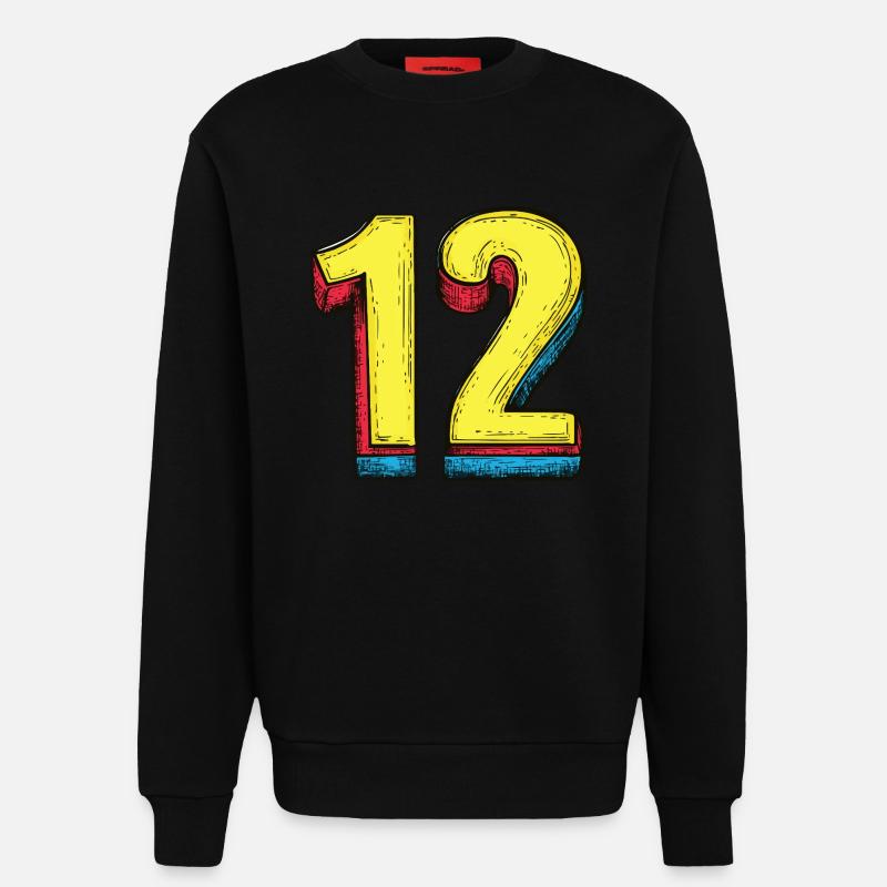 12 Number Comic - Sweatshirt - made by SPREAD  - SOLID BLACK