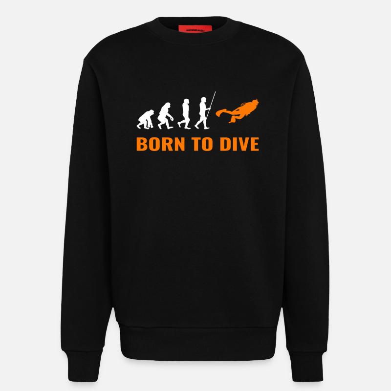 Tauchen Evolution Taucher Scuba Spruch - Sweatshirt - made by SPREAD  - SOLID BLACK