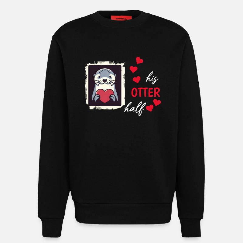 Otter half liebe geschenk - Sweatshirt - made by SPREAD  - SOLID BLACK