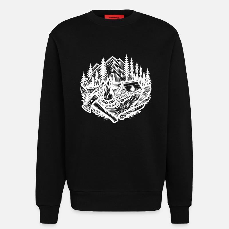 Nature Campfire Axe - Sweatshirt - made by SPREAD  - SOLID BLACK