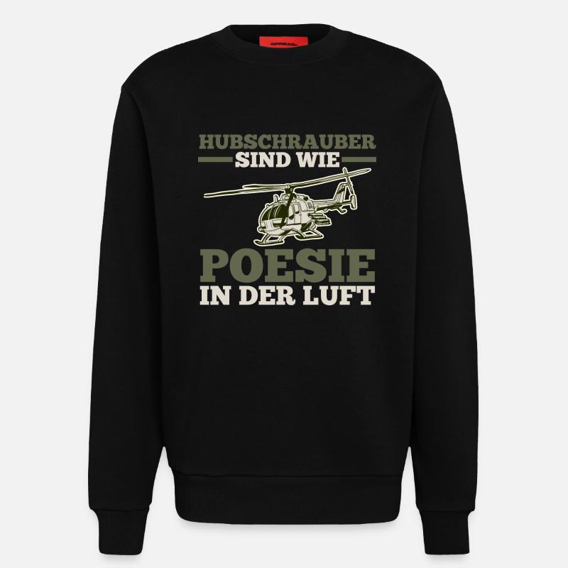 Pilot Helikopter Hubschrauber - Sweatshirt - made by SPREAD  - SOLID BLACK