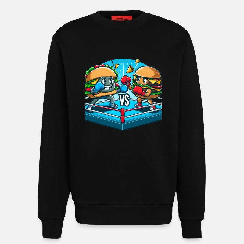 Boxing Hamburger - Sweatshirt - made by SPREAD - SOLID BLACK