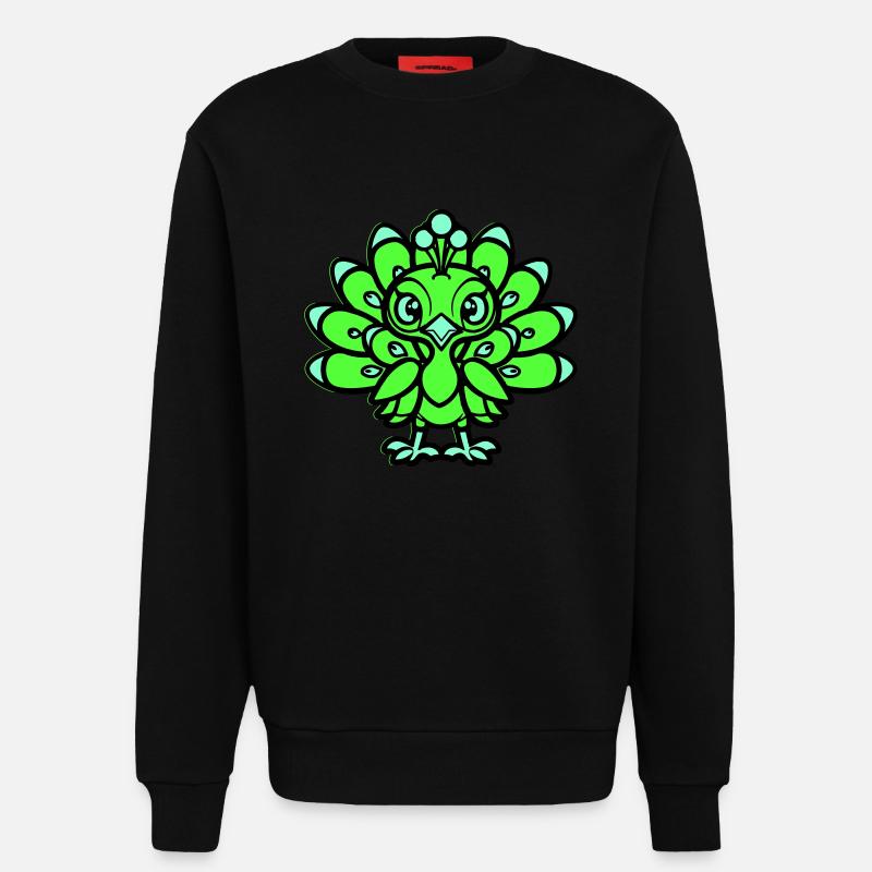 pfau comic tier - Sweatshirt - made by SPREAD  - SOLID BLACK