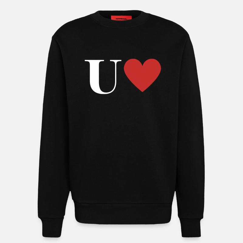 Letter u red heart - Sweatshirt - made by SPREAD  - SOLID BLACK