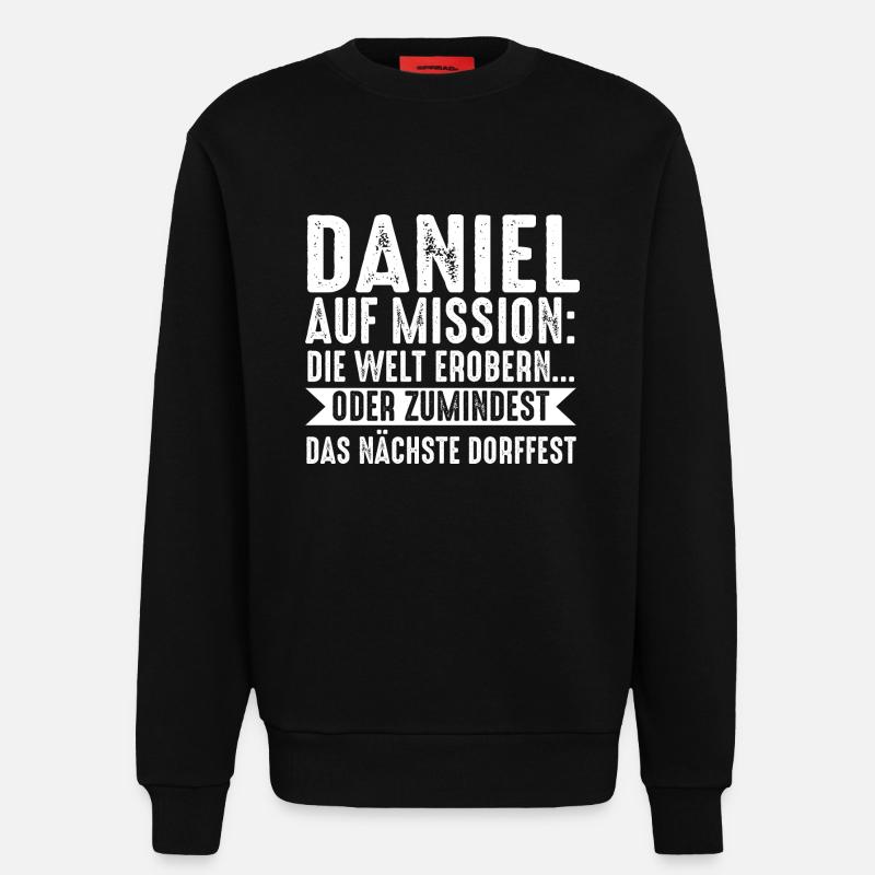 First name Daniel - Sweatshirt - made by SPREAD - SOLID BLACK