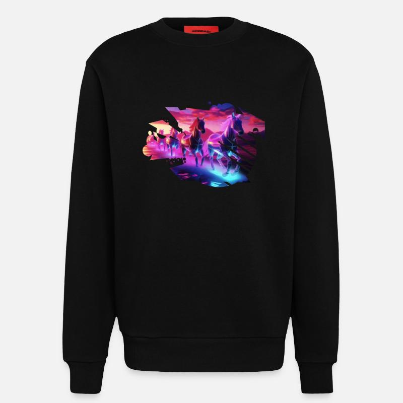 Elektrische Herde - Synthwave Horses - Sweatshirt - made by SPREAD  - SOLID BLACK