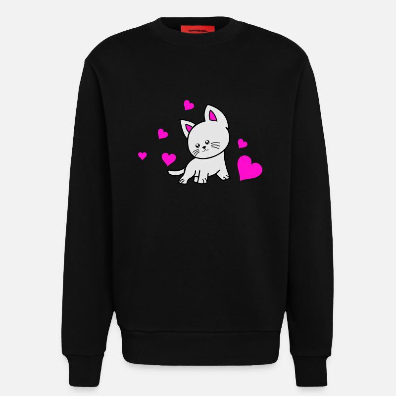 Amour du chat 02 - Sweat bio décontracté fabriqué en UE - SOLID BLACK