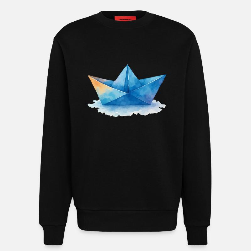 papierboot aquarell - Sweatshirt - made by SPREAD  - SOLID BLACK