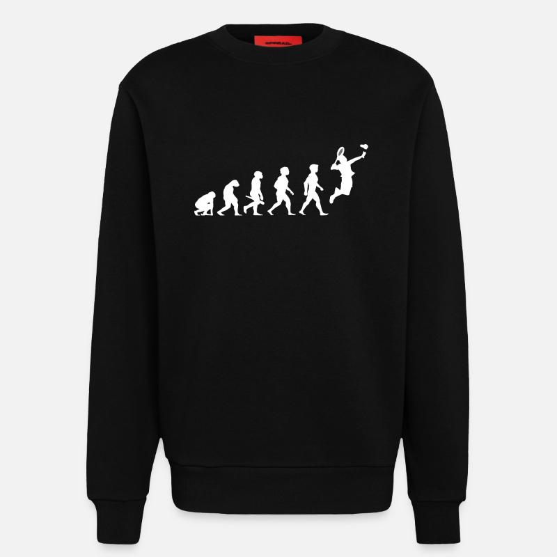 Evolution badminton shuttlecock shuttlecock player - Sweatshirt - made by SPREAD - SOLID BLACK
