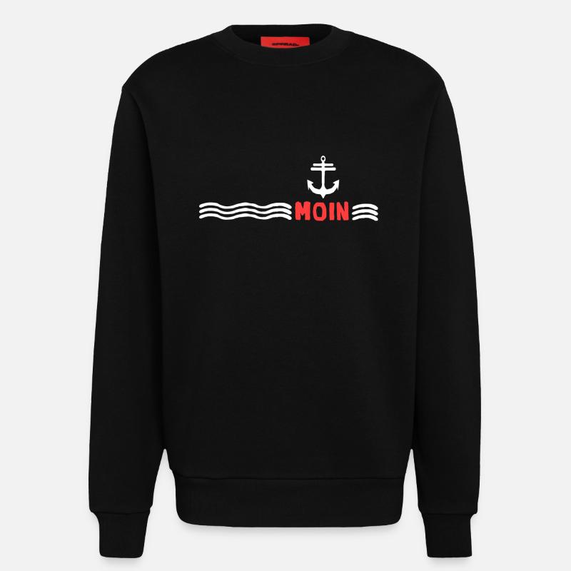 Moin Meer Anker Windstärke Sturm - Sweatshirt - made by SPREAD  - SOLID BLACK