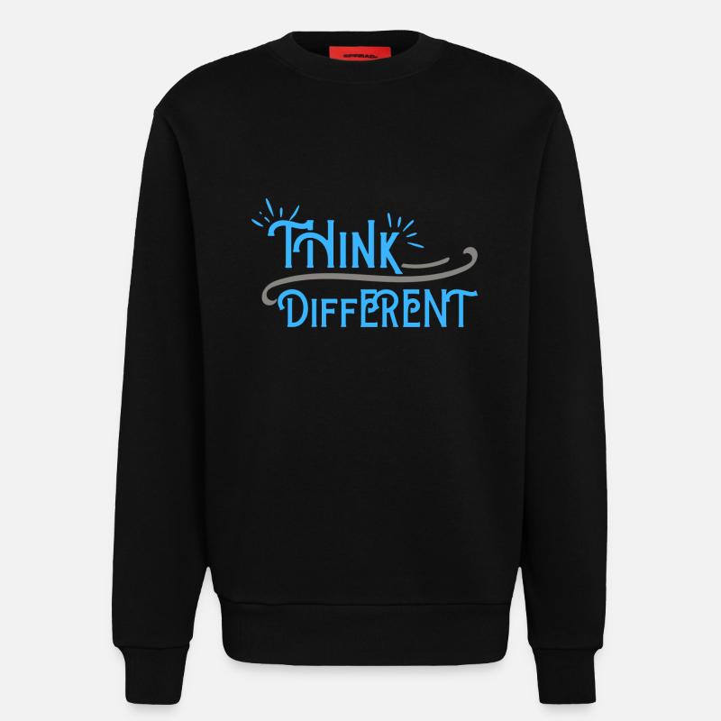 Think Differnet Blue Grey Design - Sweat bio décontracté fabriqué en UE - SOLID BLACK