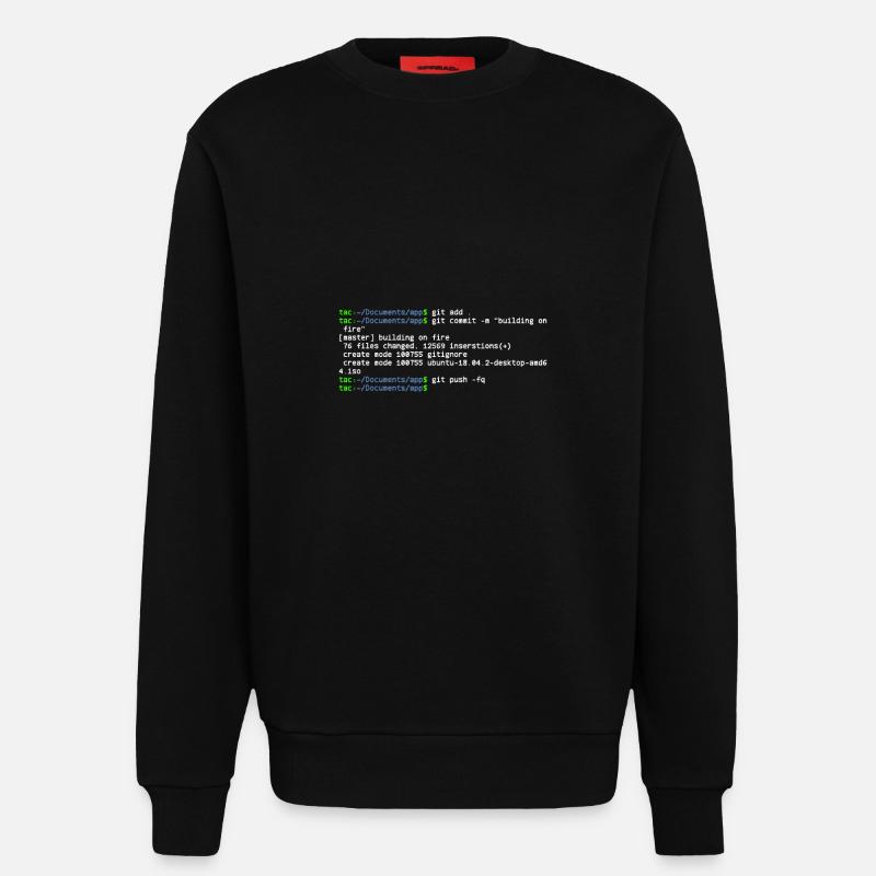 linux shell git building on fire - Sweat bio décontracté fabriqué en UE - SOLID BLACK