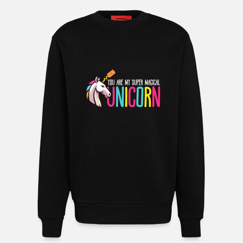 Super magisches Einhorn - Sweatshirt - made by SPREAD - SOLID BLACK