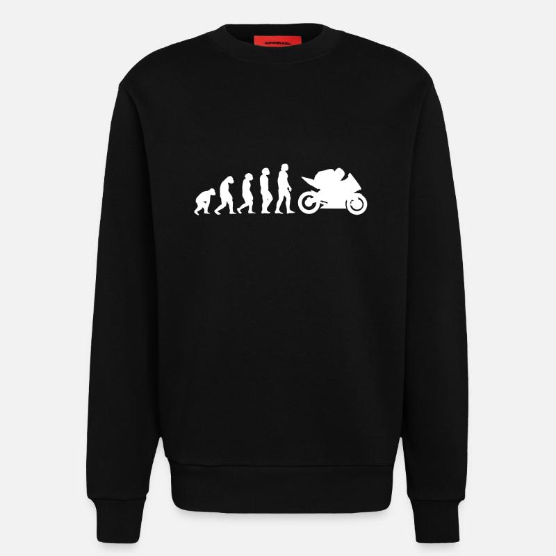 Evolution de la moto - Sweat bio décontracté fabriqué en UE - SOLID BLACK