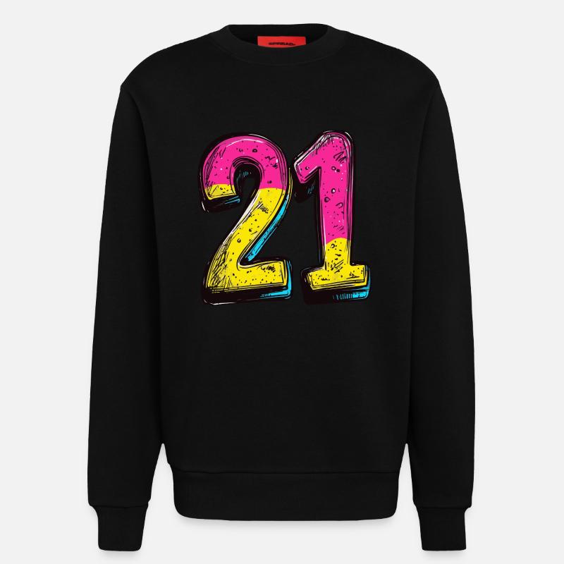 21 Zahl Comic - Sweatshirt - made by SPREAD - SOLID BLACK