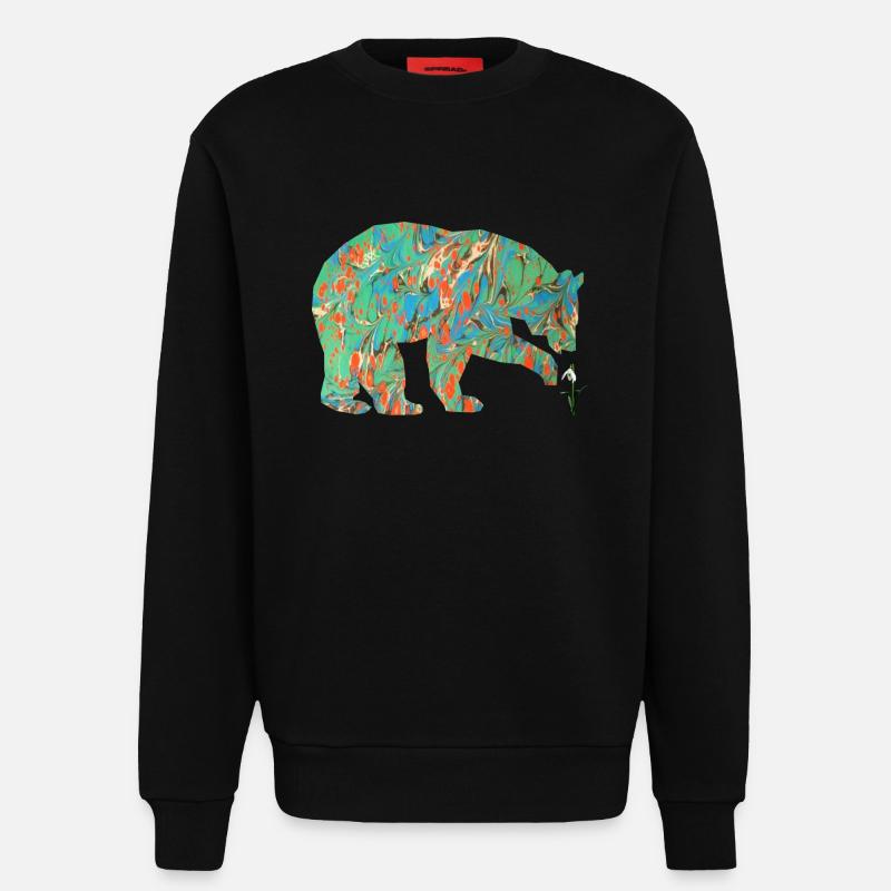 bär mit schneeglöckchen e 4 - Sweatshirt - made by SPREAD  - SOLID BLACK