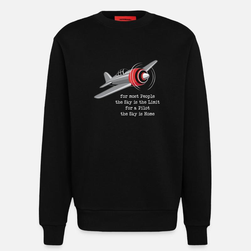 Pilot aviation plane flying gift - Sweatshirt - made by SPREAD  - SOLID BLACK