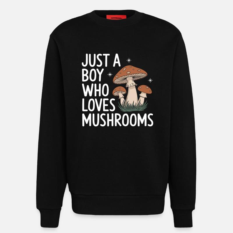 Champignons Champignons Champignon Champignon - Sweat bio décontracté fabriqué en UE - SOLID BLACK