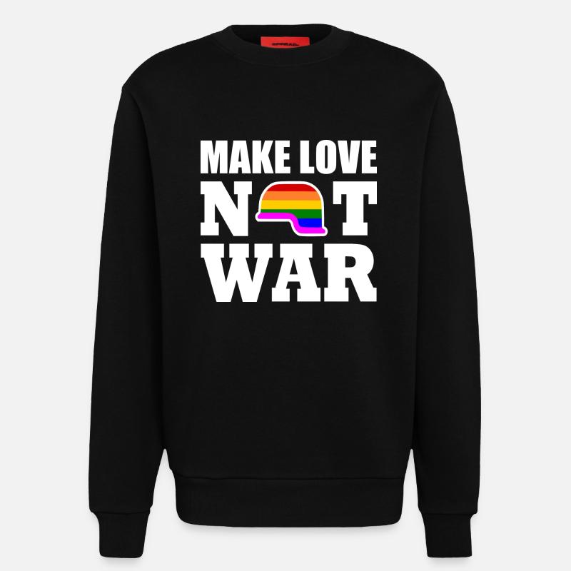 Make love not war - Sweat bio décontracté fabriqué en UE - SOLID BLACK