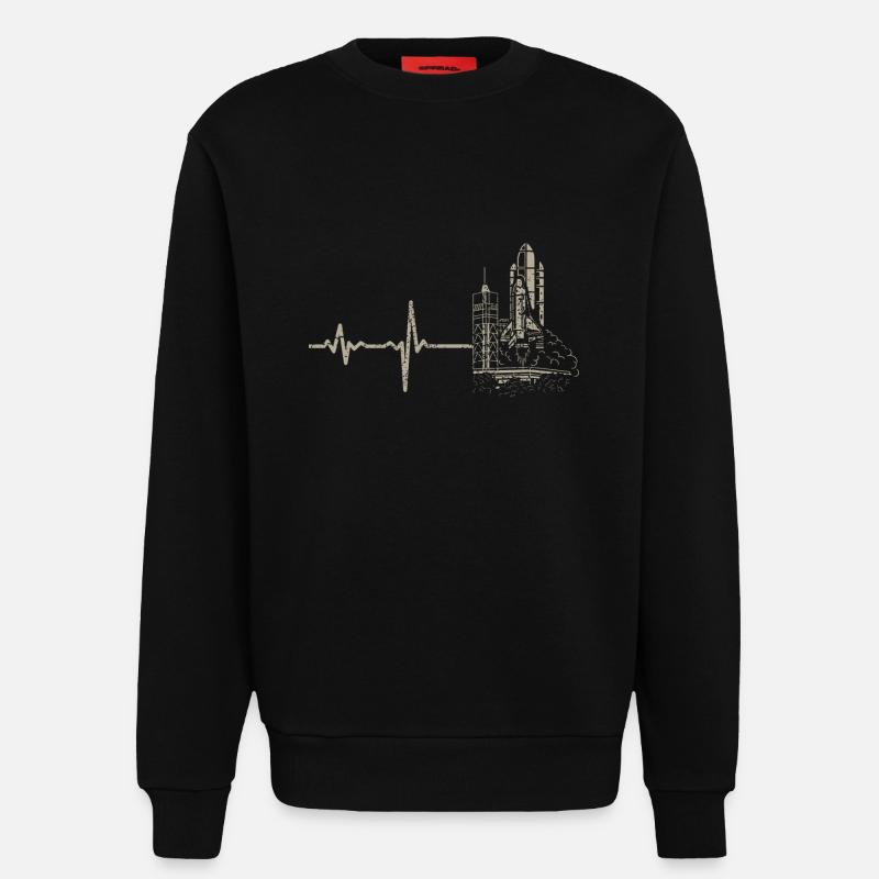 Geschenk Heartbeat Raumfahrt - Sweatshirt - made by SPREAD  - SOLID BLACK