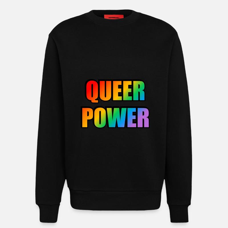 Queer Power Regenbogen Text - Sweatshirt - made by SPREAD  - SOLID BLACK