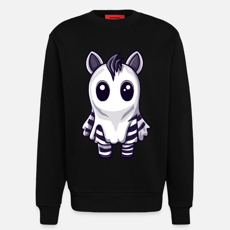 Zebra Halloween Comic Ghost - Sweatshirt - made by SPREAD  - SOLID BLACK