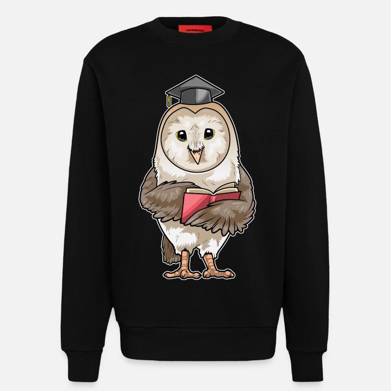 Eule Lehrer Buch - Sweatshirt - made by SPREAD  - SOLID BLACK