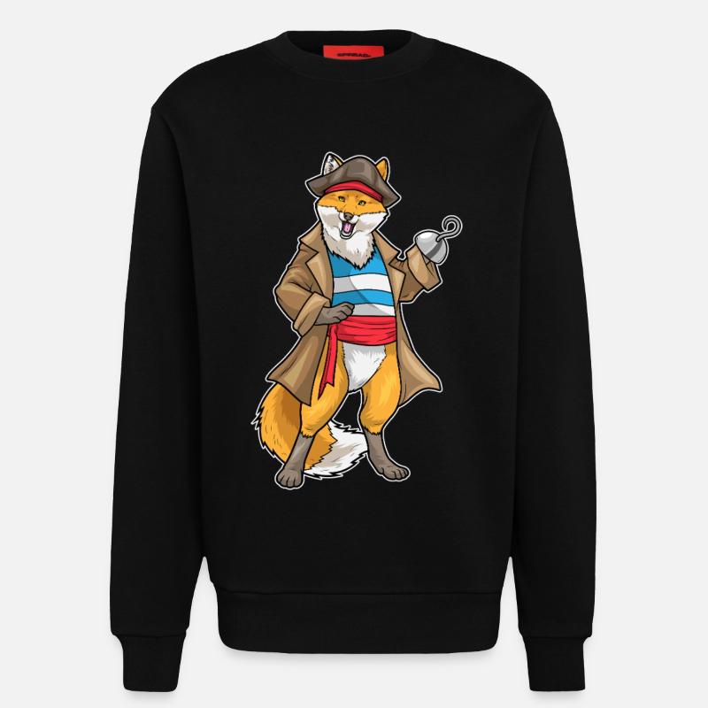 Fox Pirate Hook Hand - Sweatshirt - made by SPREAD  - SOLID BLACK