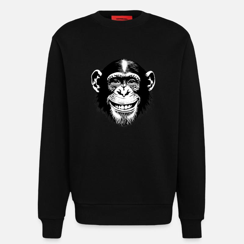 Lachender Affe Schimpse freut sich - Sweatshirt - made by SPREAD  - SOLID BLACK
