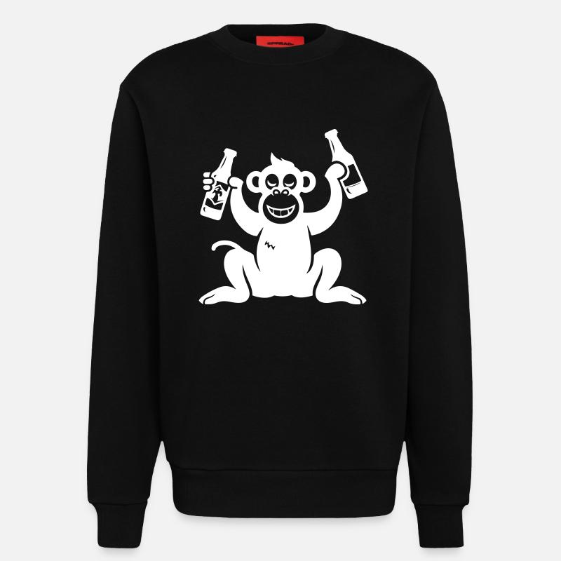 Monkey Beer Drinking - Sweatshirt - made by SPREAD  - SOLID BLACK