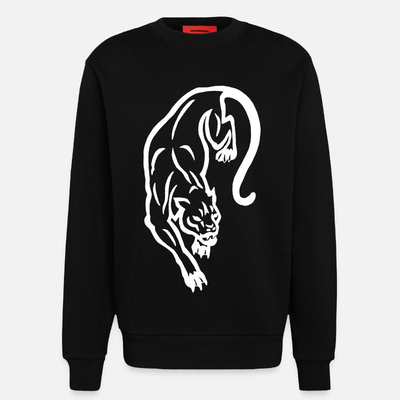 Silhouette de panthère blanche - Sweat bio décontracté fabriqué en UE - SOLID BLACK