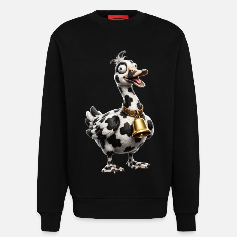 Funny Mixed Goose Cow Pattern - Sweatshirt - made by SPREAD - SOLID BLACK