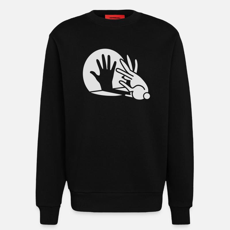 Rabbit Hand Shadows Glow in the dark - Sweatshirt - made by SPREAD - SOLID BLACK