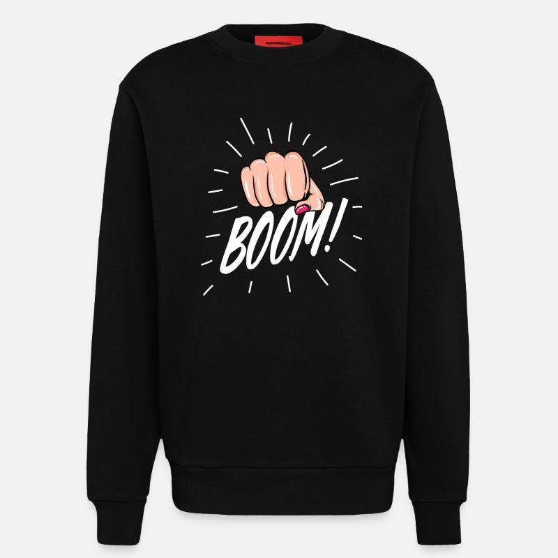Strip Pop mit weiblicher Faust - Sweatshirt - made by SPREAD - SOLID BLACK