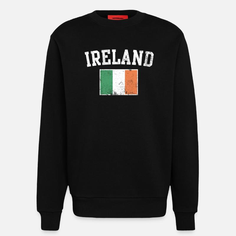 Emblème Varsity du drapeau irlandais - Sweat bio décontracté fabriqué en UE - SOLID BLACK