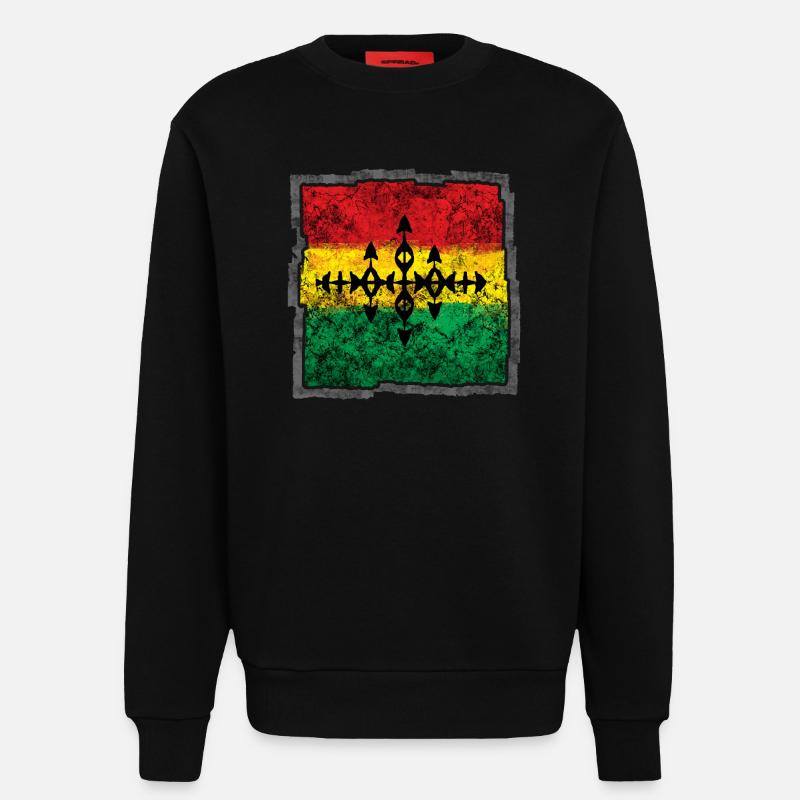 Abstraktes Reggae Färbe-Cross - Sweatshirt - made by SPREAD  - SOLID BLACK
