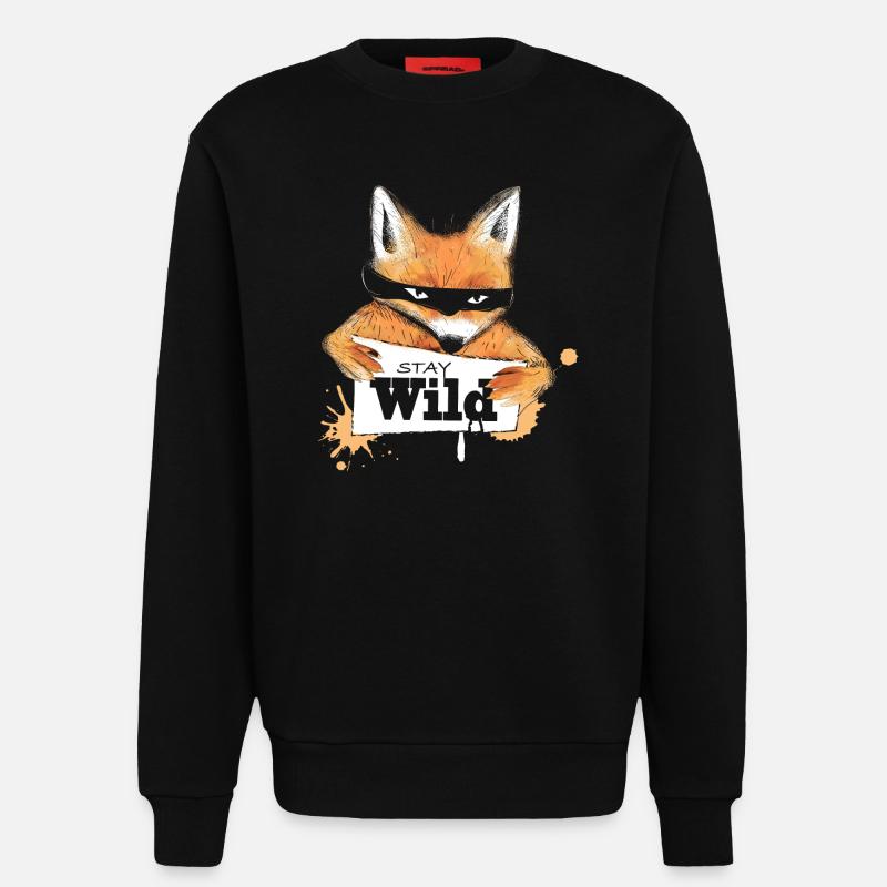Fuchs mit einer Nachricht - Sweatshirt - made by SPREAD  - SOLID BLACK