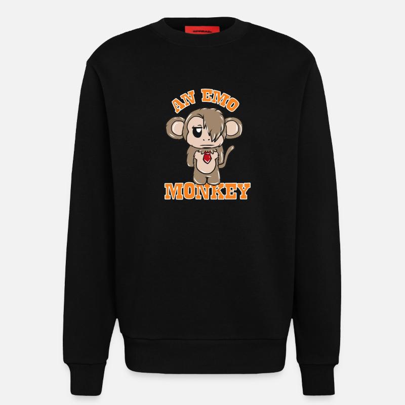 Monkey Emo - Sweatshirt - made by SPREAD  - SOLID BLACK