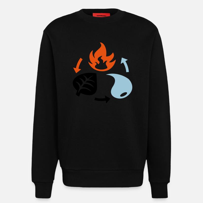Feu, eau, éléments végétaux - Sweat bio décontracté fabriqué en UE - SOLID BLACK