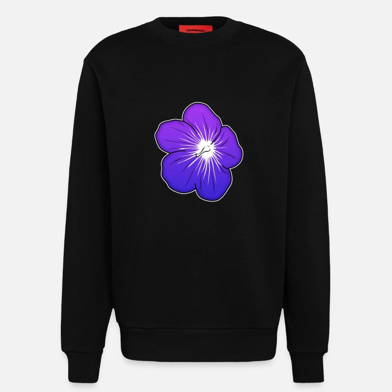 Violette Blütenillustration mit leuchtender Mitte - Sweatshirt - made by SPREAD - SOLID BLACK