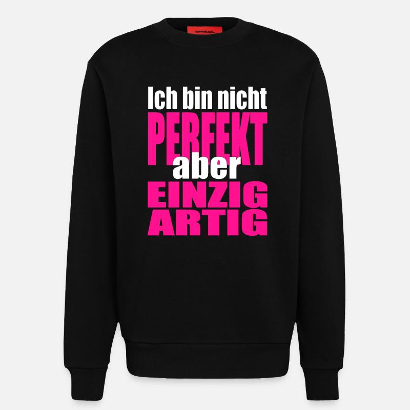 Nicht perfekt, einzigartig in Pink - Sweatshirt - made by SPREAD - SOLID BLACK