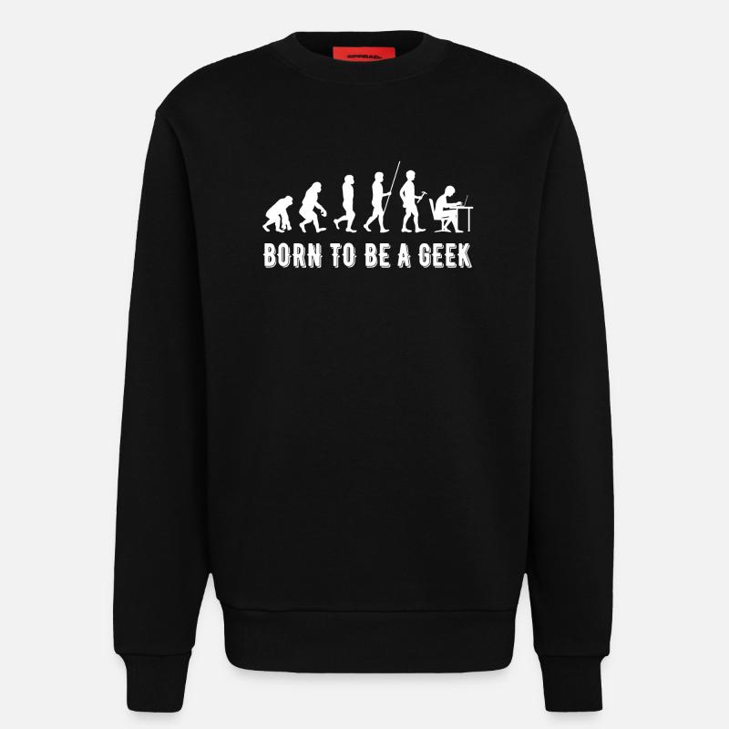 Né Geek : Évolution Tech - Sweat bio décontracté fabriqué en UE - SOLID BLACK