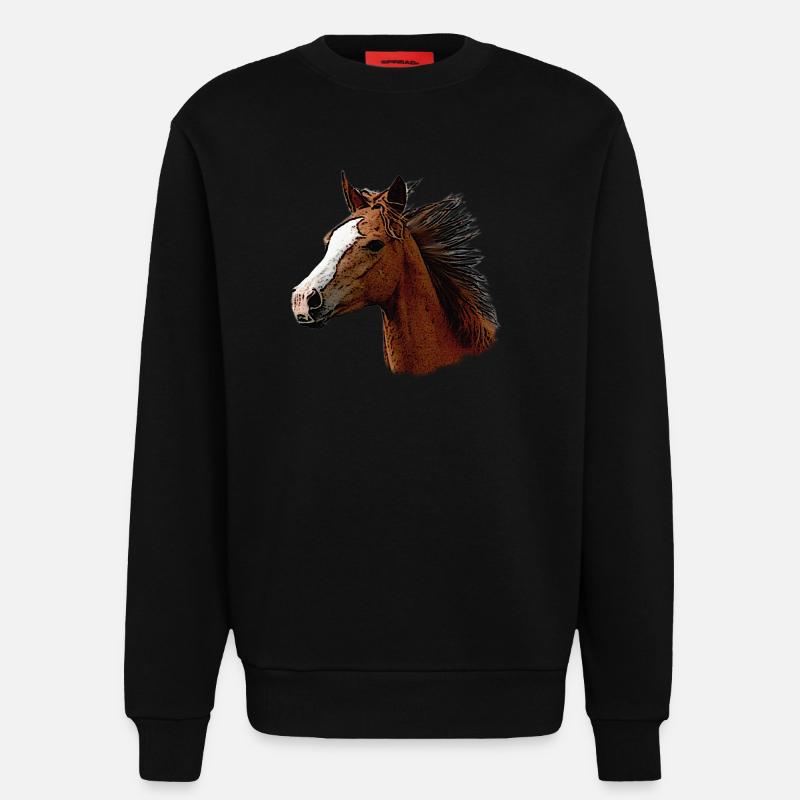 pferdegesicht seitlich, wunderschöne pferde - Sweatshirt - made by SPREAD  - SOLID BLACK
