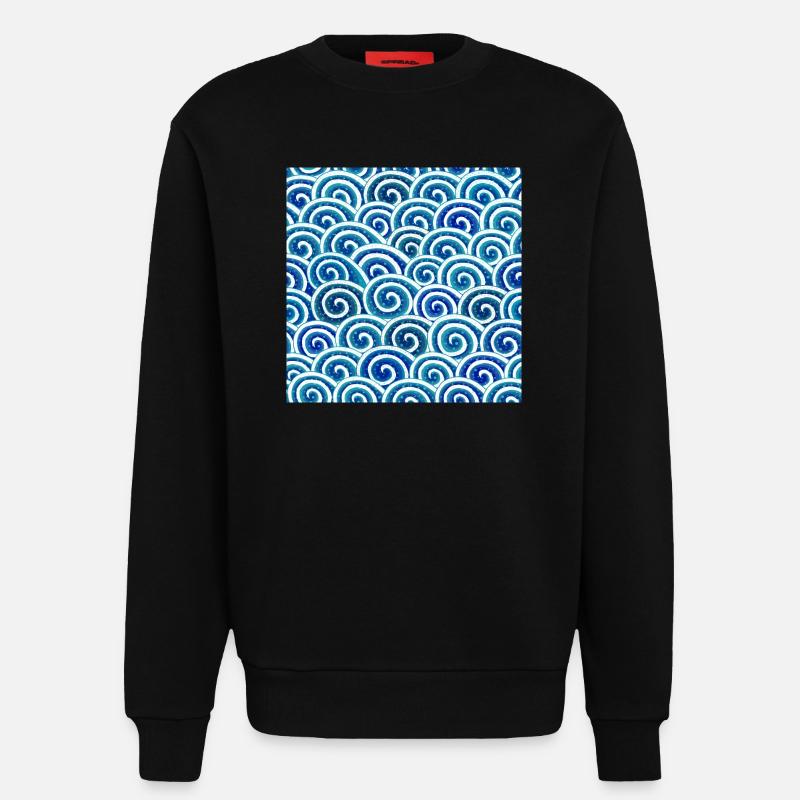 Expressive wave pattern in blue - Sweatshirt - made by SPREAD - SOLID BLACK