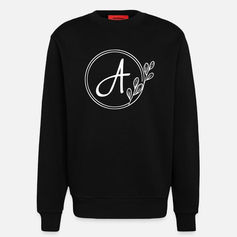 Handgezeichnetes Pflanzenmonogramm mit Stil A - Sweatshirt - made by SPREAD  - SOLID BLACK