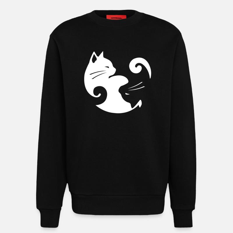 Équilibre du chat Yin Yang - Sweat bio décontracté fabriqué en UE - SOLID BLACK