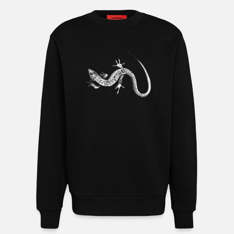 Graue Eidechse Schwarzweiß Muster - Sweatshirt - made by SPREAD  - SOLID BLACK